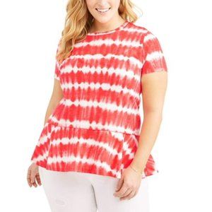 Cherokee Plus Size Tie Dye Peplum Top